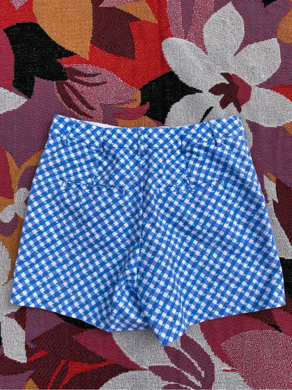 Lilly Pulitzer Gretchen High-Rise Shorts Double Checking Boca Blue - Picture 3 of 5